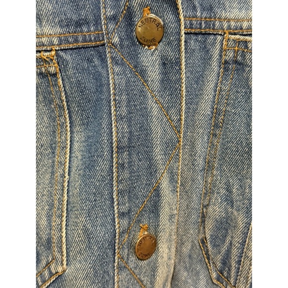 Vintage Neutral Zone Womens Cinch Waist Denim Chore Jacket Size Large EUC - Picture 5 of 7